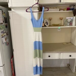 Blue and Green Midi Dress